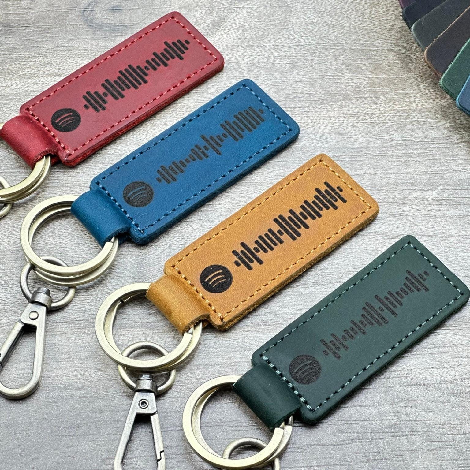 Personalized Spotify Code Leather Keychain: Engraved Music Gift