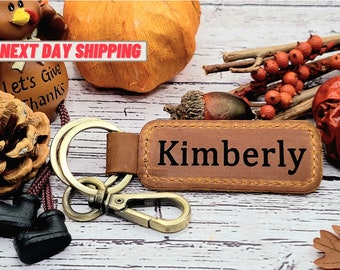 Personalized Leather Tag, Engraved Backpack Label, Diaper Bag Keychain, Luggage Tag, Custom Name Keychain for Backpack