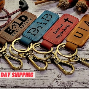 Personalized Leather Keychain Accessories - Custom Key Fobs for Men & Women - Unique Gifts, Handmade Keychains, Leather Keyrings