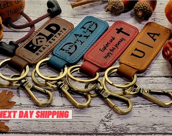Leather Key Fob, Personalized Keychain for Him, Groomsmen Gift, 3rd Anniversary Leather Gift, Monogram Keychain, New Car Gift