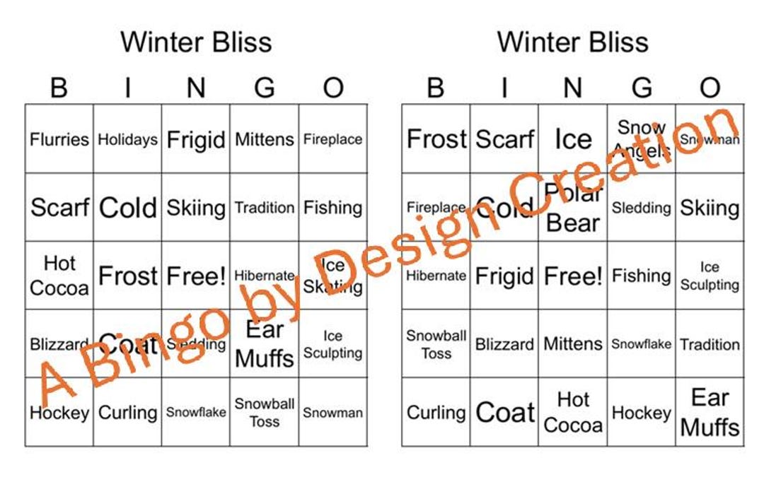 Winter Bliss Bingo – 40 Unique Printable Cards (instant Download) - Etsy