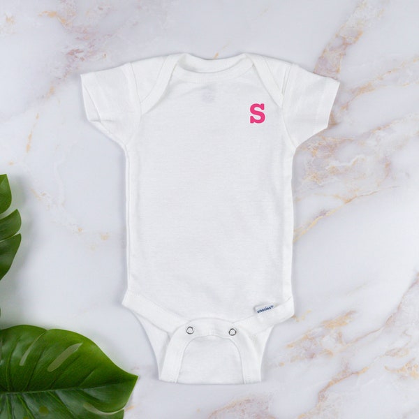 Personalized First Initial Onesie® | Custom Baby Shower Gift | Cute Baby Onesie® Brand Bodysuit | Single Letter Gerber Onesie®