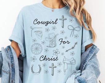 Comfort Colors Cowgirl Tshirt, Cowgirl Faith Shirt, Western Faith Tee, Rustic Cross and Saddle Design, Christian Cowgirl Top, Country Faith