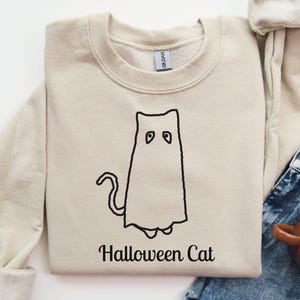 Halloween Cat Ghost Sweatshirt, Halloweird Sweatshirt, Cute Halloween Sweatshirt, Spooky Season, Bats Shirt, Skeletons Shirt, Cat Shirt