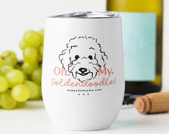 Goldendoodle Reisebecher Trinkbecher Golden Doodle Mama Geschenk Hund Weinglas Geschenk Hund Mama Geschenk Hundeliebhaber Edelstahl Becher