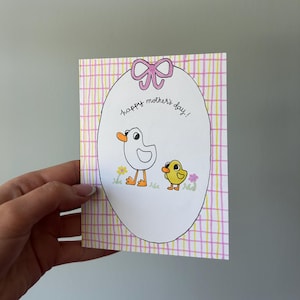 carte de fête des mères | Maman cane et caneton | Cadeau fête des mères | Illustration de canard | Carte de voeux faite main | Jolie carte pour la fête des mères