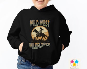 Toddler Cowgirl Hoodie, Kids Western Retro Horse Sweatshirt, Birthday Sweater Cowgirl Themed, Western Toddler Gift, Rodeo Sweatshirt
