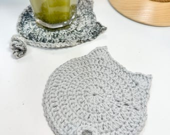 Kitty Cat Crochet Coaster Beginner Pattern PDF Digital Download Home Decor Accessories Tableware