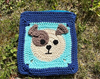 Dog Granny Square Crochet Purse