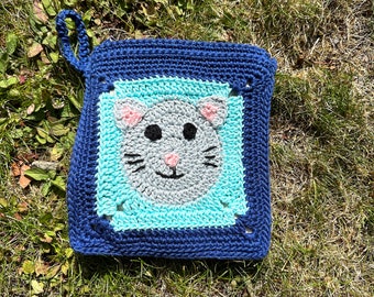 Kitty Cat Granny Square Crochet Purse