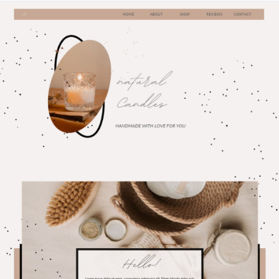 Candle Website Template Boutique Template Canva Website Template