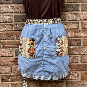 Upcycled Cottagecore Apron | Vintage Inspired | Shabby Chic | Pockets and Lace Trim