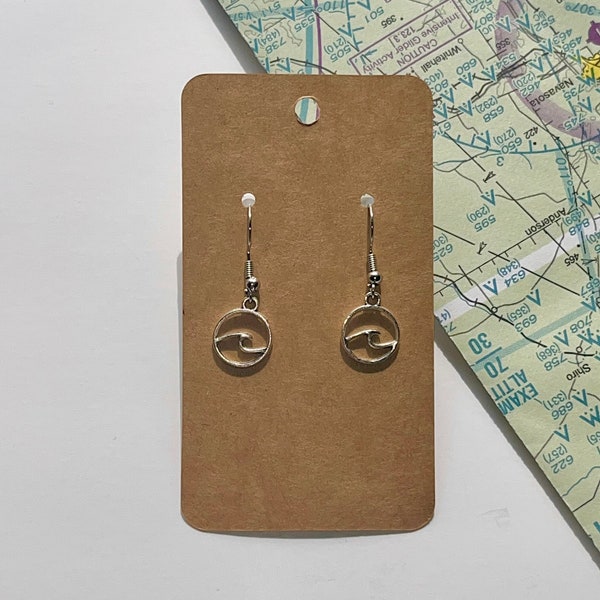 Silver Wave Earrings|Ocean Earrings|Wave Earrings| travel gift| gift for traveler| small wave dangle earrings| cute wave earrings
