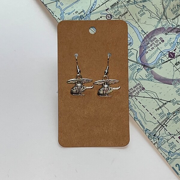 Helicopter Earrings|Pilot Earrings|Travel Earrings|Flying Earrings| helicopter pilot gift|r44 helicopter earrings|gift for pilot|