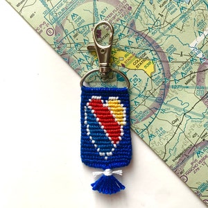 Southwest Airline heart logo keychain| airline keychain| southwest airline| southwest luv heart keychain| blue red yellow heart keychain