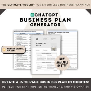 Instant Business Plan Generator ChatGPT | 15-20 Page Plan In Minutes | Dynamic Facts & Figures | User Guide + Editing Prompts Included