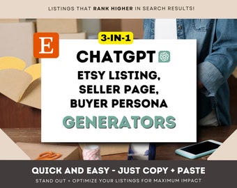 Maximize Sales and Visibility | ChatGPT Etsy Listing & Buyer Persona Generator Combo + Bonus Seller Page Generator