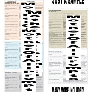 May include: A black and white image with the text "Mother of All Prompts" and "Just a Sample" in bold white letters. The image is a guide for Etsy sellers on how to use ChatGPT to create prompts for various tasks, including SEO, social media engagement, and product descriptions.