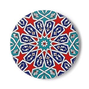 Traditional Iznik Tile Pattern Wall Art | Floral Ottoman Star Motif Print | Blue & Red Turkish Art Decor | Unique Printable Home Gift