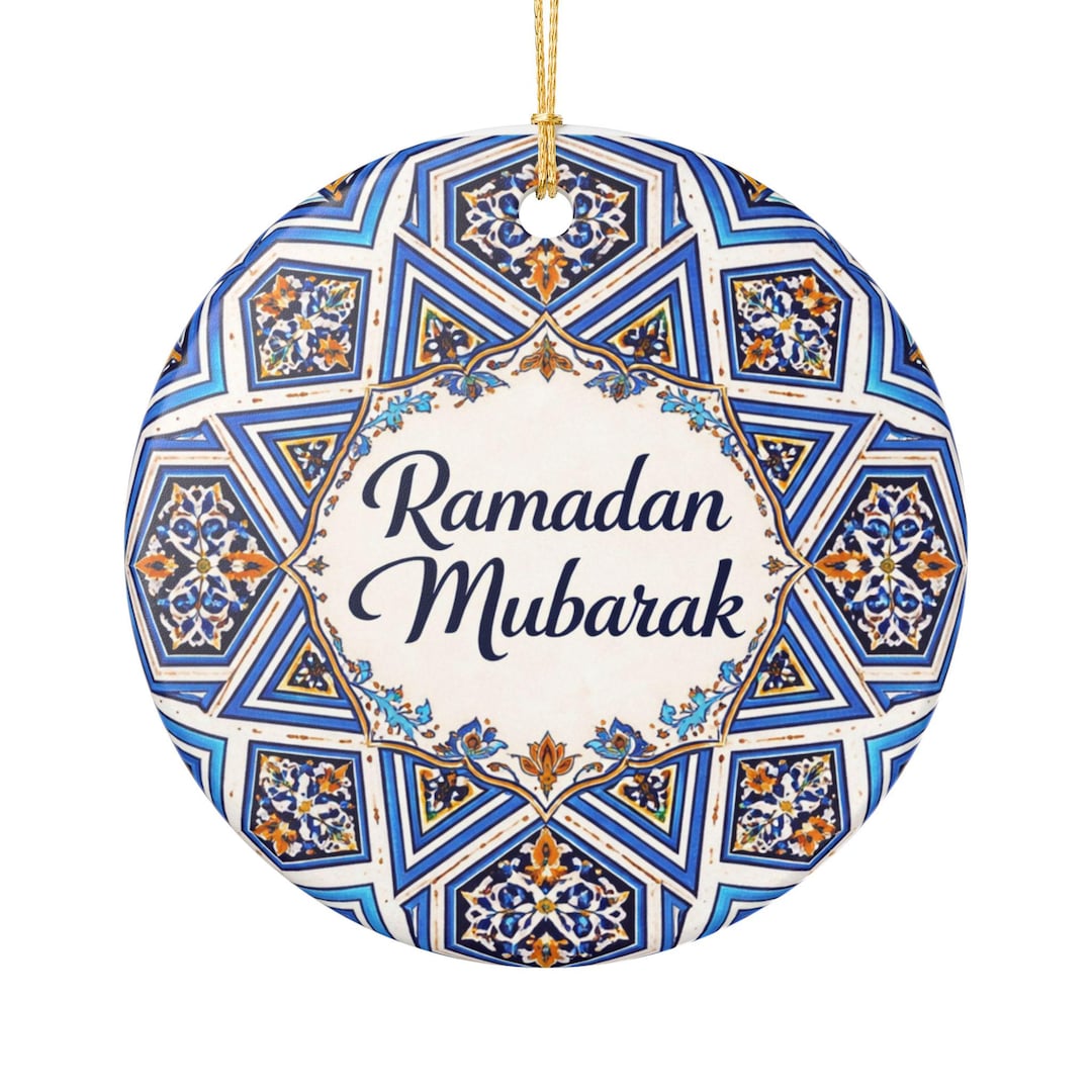 Ramadan Mubarak Tile Pattern Ceramic Ornament | Round Decoration - Etsy