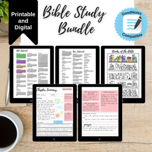 Bible Study Bundle, Bible Reading Checklist, Books of the Bible Bookshelf, Bible Chapter Study, Bible Reading Tracker, Instant Download