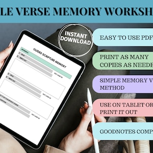 Bible Verse Memory Method Printable | Scripture Memorization | Instant Download Bible Study Tools | Write Scripture