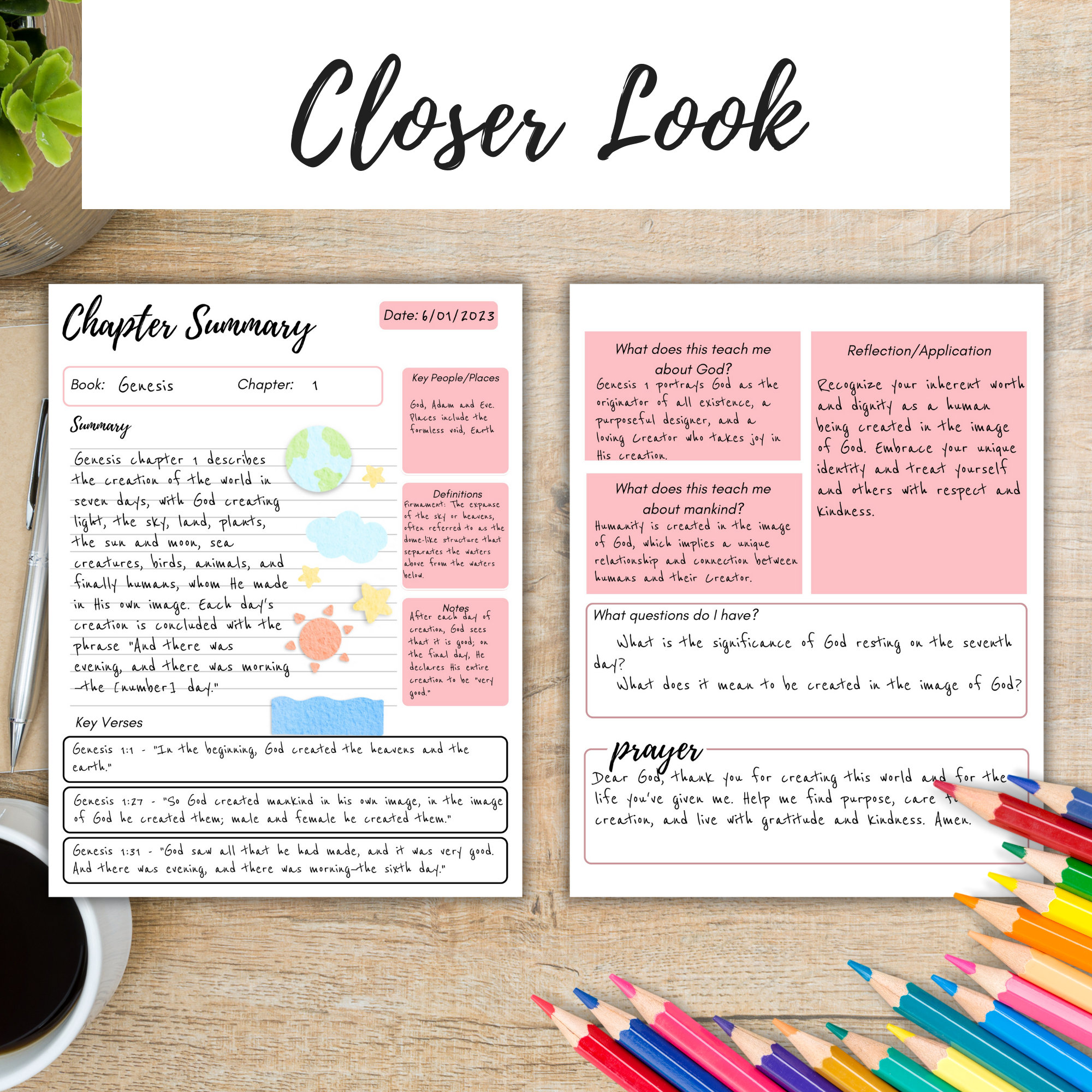 Bible Chapter Summary Printable Template Bible Study Etsy