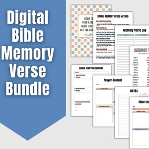 Digital Bible Memory Verse Bundle, Bible Journal, Bible Verse Memorization, Scripture Writing, Bible Study Tools, Instant Download