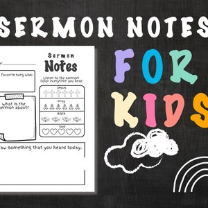 Notas de sermones para niños, cuaderno de adoración y diario ocupado para la adoración infantil / Cuaderno infantil con sermones y actividades de adoración