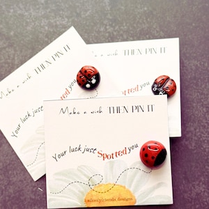 Tiny Ladybug Pin – Handmade Polymer Clay Good Luck Charm