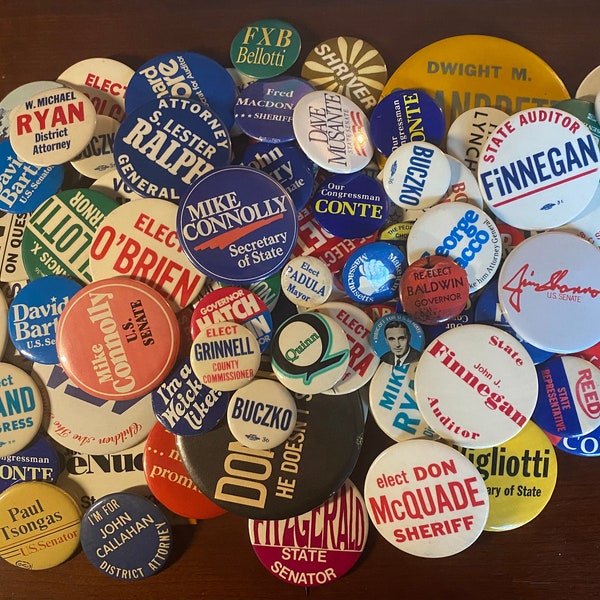 Political Button Mystery Grab Bag...Various Massachusetts Politicians...15 Pack or 25 Pack