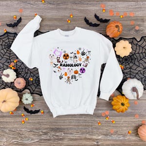Spooky Halloween Radiology Crewneck Sweatshirt, Perfect Gift for Rad Techs Jacket, Gift for Radiology Tech, Halloween Rad Tech