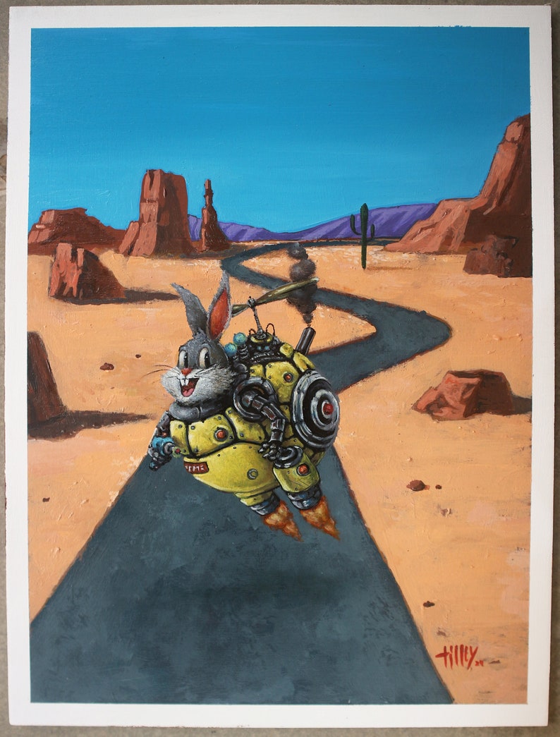 Back to the Future Oil Painting Bugs Bunny Sci-Fi Mashup Cute and Weird Surreal Visions Looney Tunes Classic x Time Travel image 4