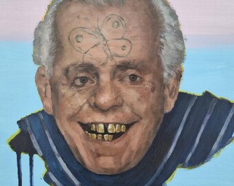 man with butterfly tattoo | you can take it with you | Painting my imaginary Friends | Contemporary Pop Art Oil Painting by Tyler Tilley
