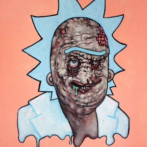 Lizard Rick | Rick and Morty x Lizard People Mashup | Cartoon x Realism Apocalypse | Original Oil Painting By Tyler Tilley | Bent Memories