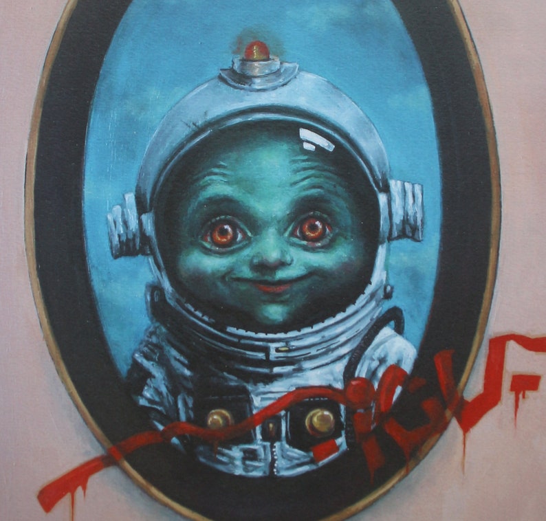 ICU Limited Edition Signed Print Only 10 29.7cm x 42cm Free Shipping Alien Invasion Print Mars Attacks Adorable Martian image 2