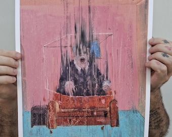 bacon goes to spring field Signed Limited Edition (25) Print | Size A3 (29.7cm x 42cm) | Free Shipping | screaming pope | Tyler Tilley