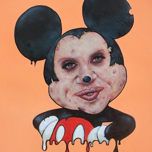 Behind the Mask | Dickey Mouse X Verrsace Mashup | Cartoon x Realism | Original Oil Painting By Tyler Tilley | Acid Bath | Bent Memories