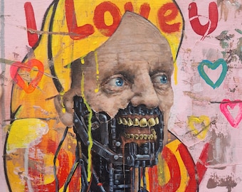 i love u daddy | humanoid in wonderland | rise of the machines | Painting my imaginary Friends | Contemporary Portrait: Oil Painting