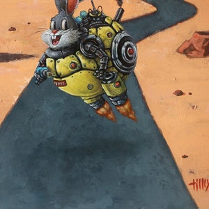Back to the Future Oil Painting Bugs Bunny Sci-Fi Mashup Cute and Weird Surreal Visions Looney Tunes Classic x Time Travel image 5