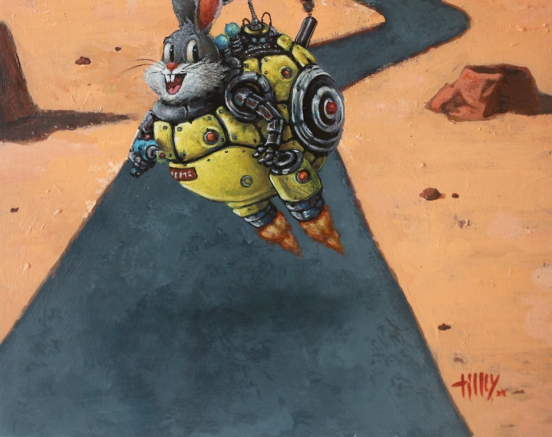 Back to the Future Oil Painting Bugs Bunny Sci-Fi Mashup Cute and Weird Surreal Visions Looney Tunes Classic x Time Travel image 5