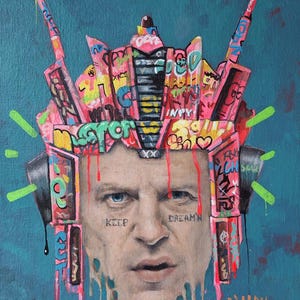 Prime Buffalo Bill / Pintando a mis amigos imaginarios / Sigue soñando / Retrato abstracto contemporáneo de arte pop de Tyler Tilley