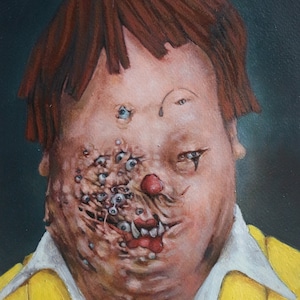 Sorry Pt. 4 Eyes Portrait of Ronald McDonald Return of the Flies McDonalds X Rhino Fantasy & Reality Original Oil Painting image 1