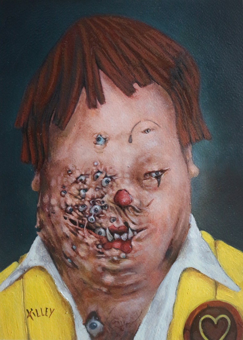 Sorry Pt. 4 Eyes Portrait of Ronald McDonald Return of the Flies McDonalds X Rhino Fantasy & Reality Original Oil Painting image 1