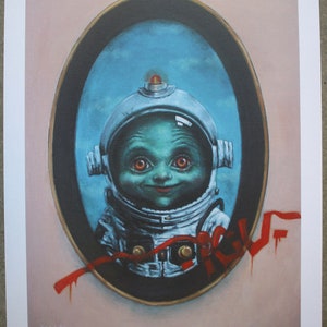 ICU Limited Edition Signed Print Only 10 29.7cm x 42cm Free Shipping Alien Invasion Print Mars Attacks Adorable Martian image 5