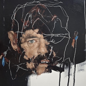 Lemmy Portrait, Unfertige Business Serie, Meine imaginären Freunde - Surreales Original Ölgemälde von Pop Kultur Ikonen