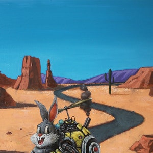 Back to the Future Oil Painting Bugs Bunny Sci-Fi Mashup Cute and Weird Surreal Visions Looney Tunes Classic x Time Travel image 6