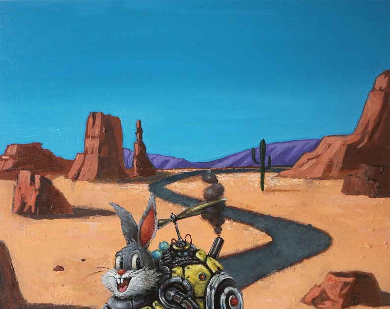 Back to the Future Oil Painting Bugs Bunny Sci-Fi Mashup Cute and Weird Surreal Visions Looney Tunes Classic x Time Travel image 6