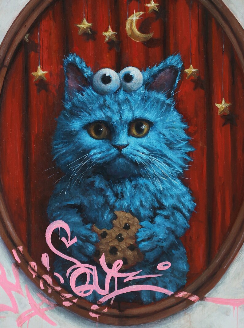 My Soul Cookie Monster Kitty Instant Digital Download Defaced & Vandalized Family Portrait Digital Wall Art By Tyler Tilley image 5