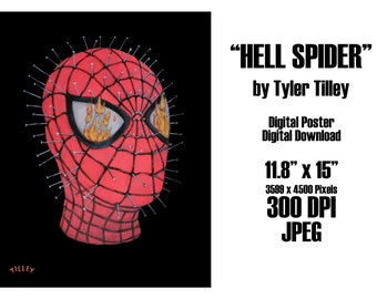 Hell Spider Digital Poster | Acid Bath Mashup | Digital Download Print by Tyler Tilley | Surreal Artwork | Spiderman & Hellraiser